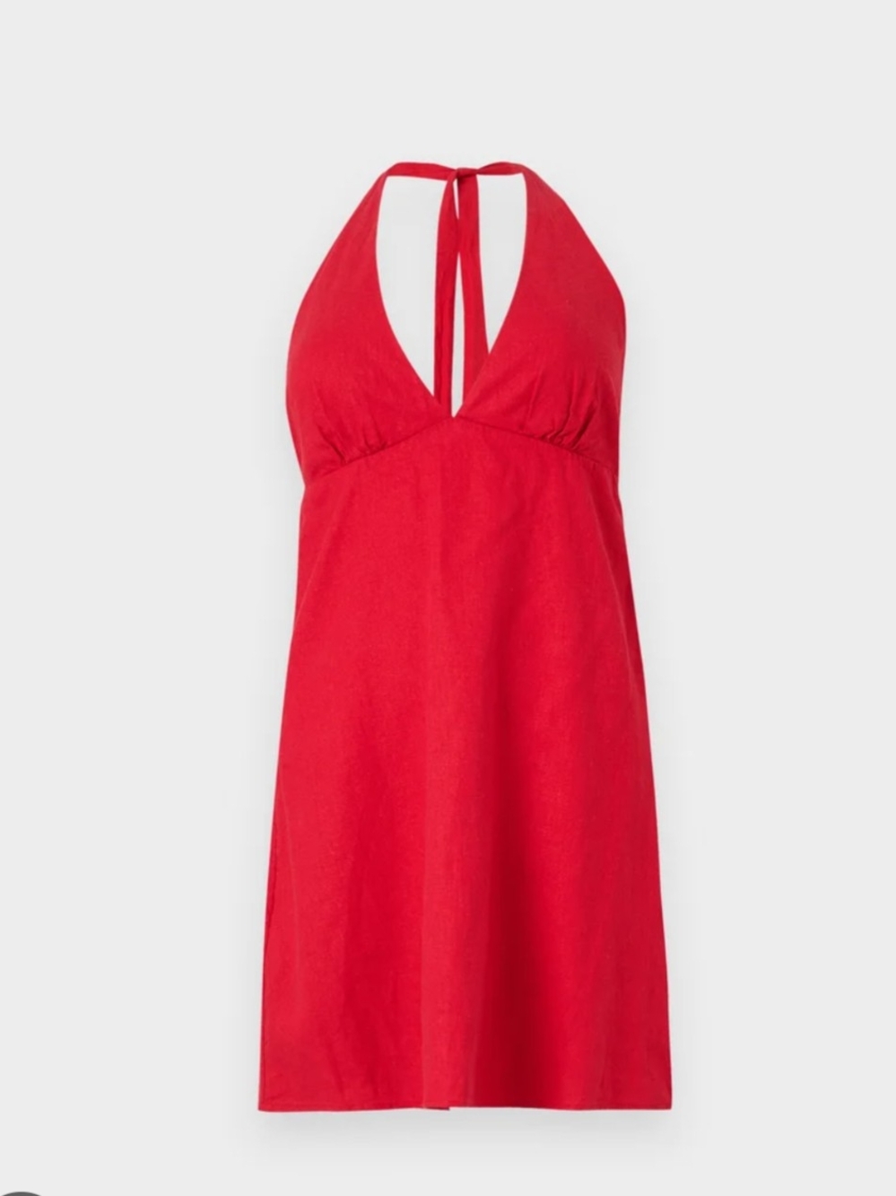 Red Halter Linen Mini Dress - Picture 2 of 6